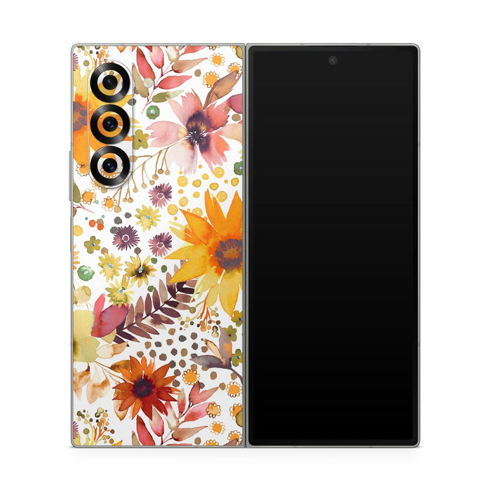 Summer Watercolor Sunflowers - Samsung Galaxy Z Fold6 Skin