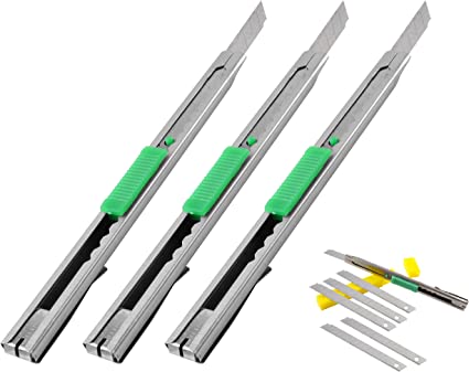 Heavy Duty 9mm Snap Off Blades Box Cutters Set for Cutting Materials: Wallpaper, Vinyl, Leather, Shrink-wrap (Auto-Lock Utility Knife Set + Blades) - eZthings USA WE SORT ALL THE CRAZIEST GADGETS, GIZMOS, TOYS & TECHNOLOGY, SO YOU DON'T HAVE TO.